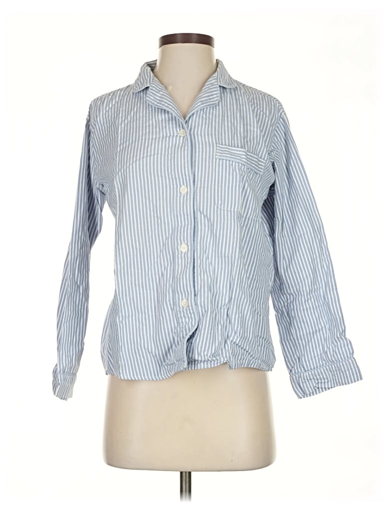 Pre-owned Uniqlo Long Sleeve Button Down Shirt In Blue