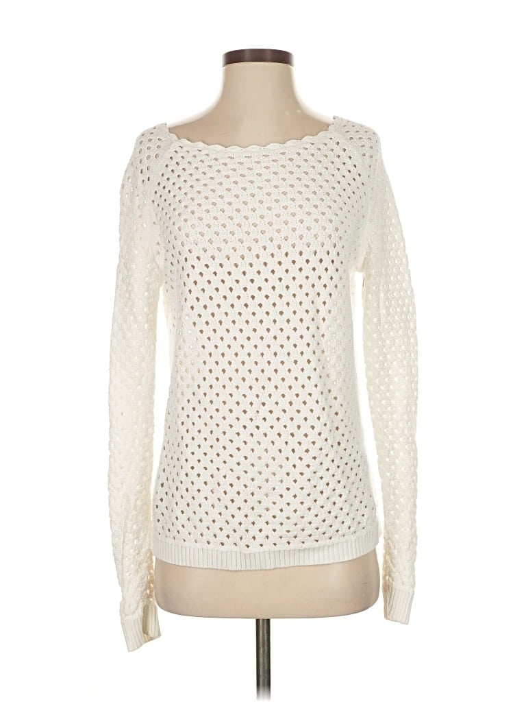 Pre-owned Ann Taylor Loft Pullover Sweater In White