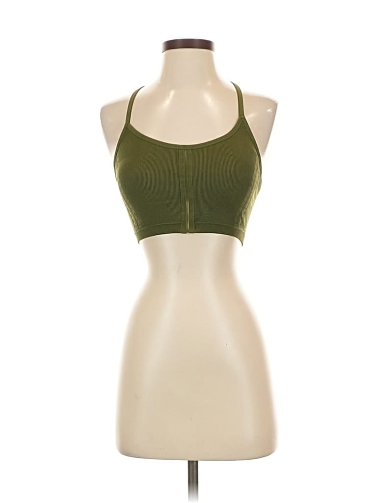 Pre-owned Unbranded Tank Top Green Halter Neckline Tops