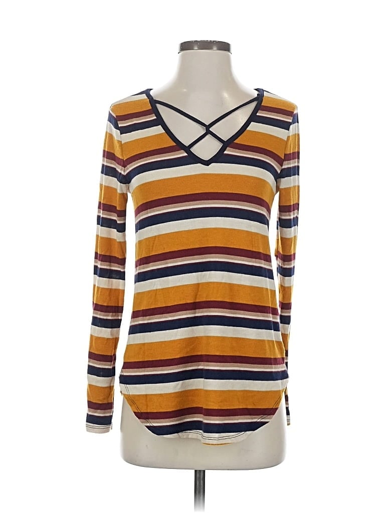 Pre-owned Gaze Long Sleeve Top Yellow V Neck Tops