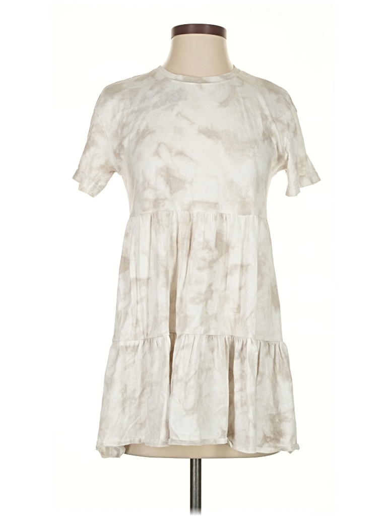 Pre-owned Abercrombie & Fitch Short Sleeve Top Ivory Mock Neckline Tops In White