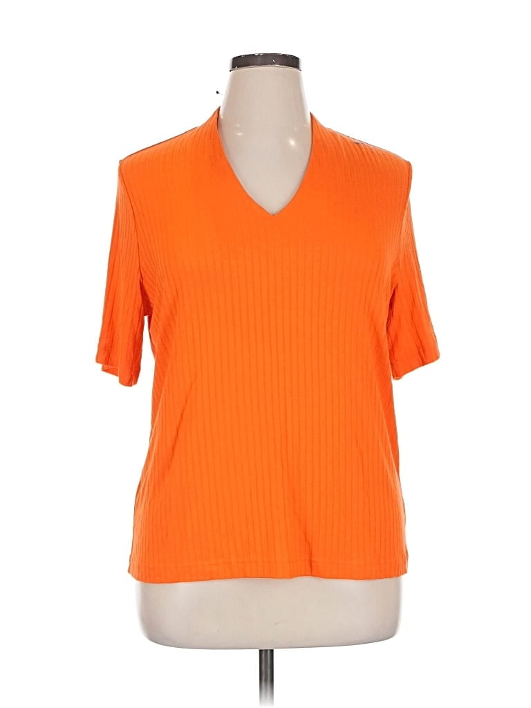 Worthington Short Sleeve Top Orange V-neck Tops In Orange