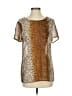 Walter 100% Silk Animal Print Brown Short Sleeve Silk Top Size 4 - photo 1