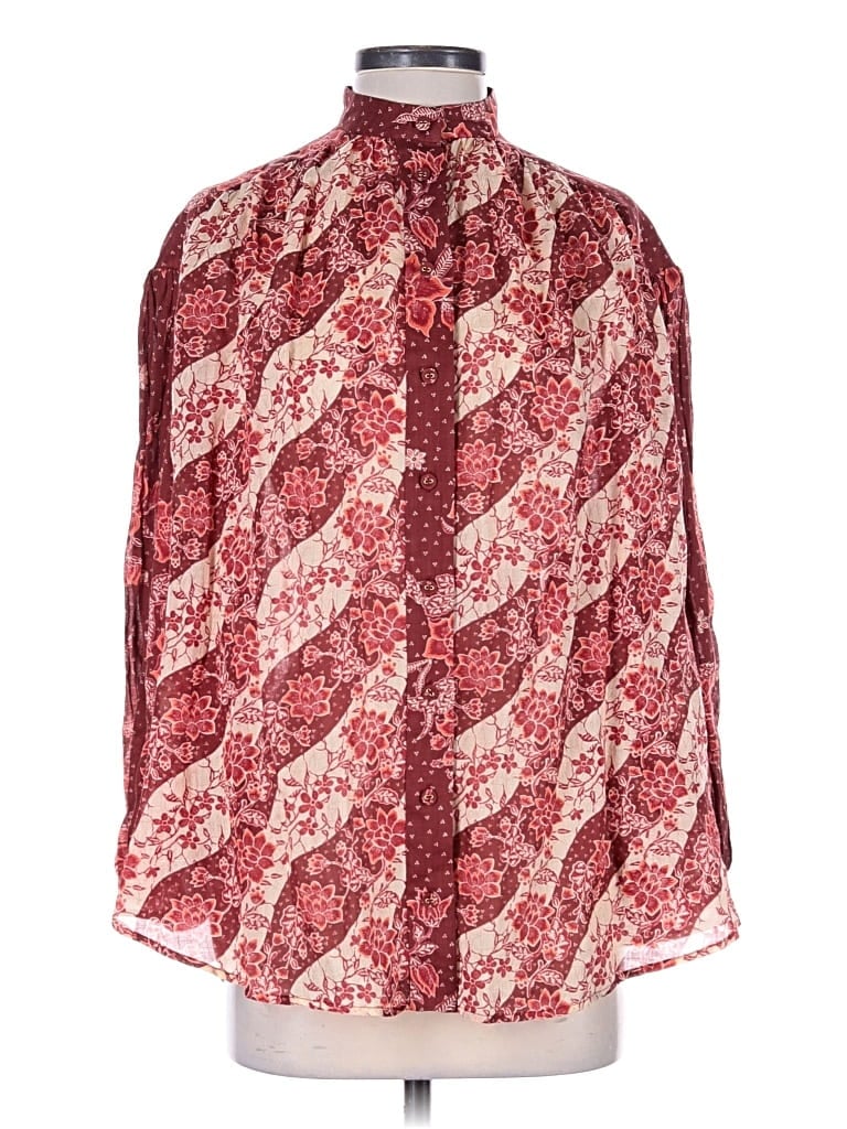 Pre-owned Zimmermann 3/4 Sleeve Blouse In Burgundy