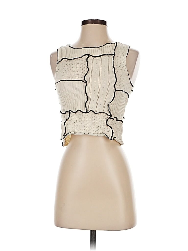 Pre-owned Gilded Intent Sleeveless Blouse In White
