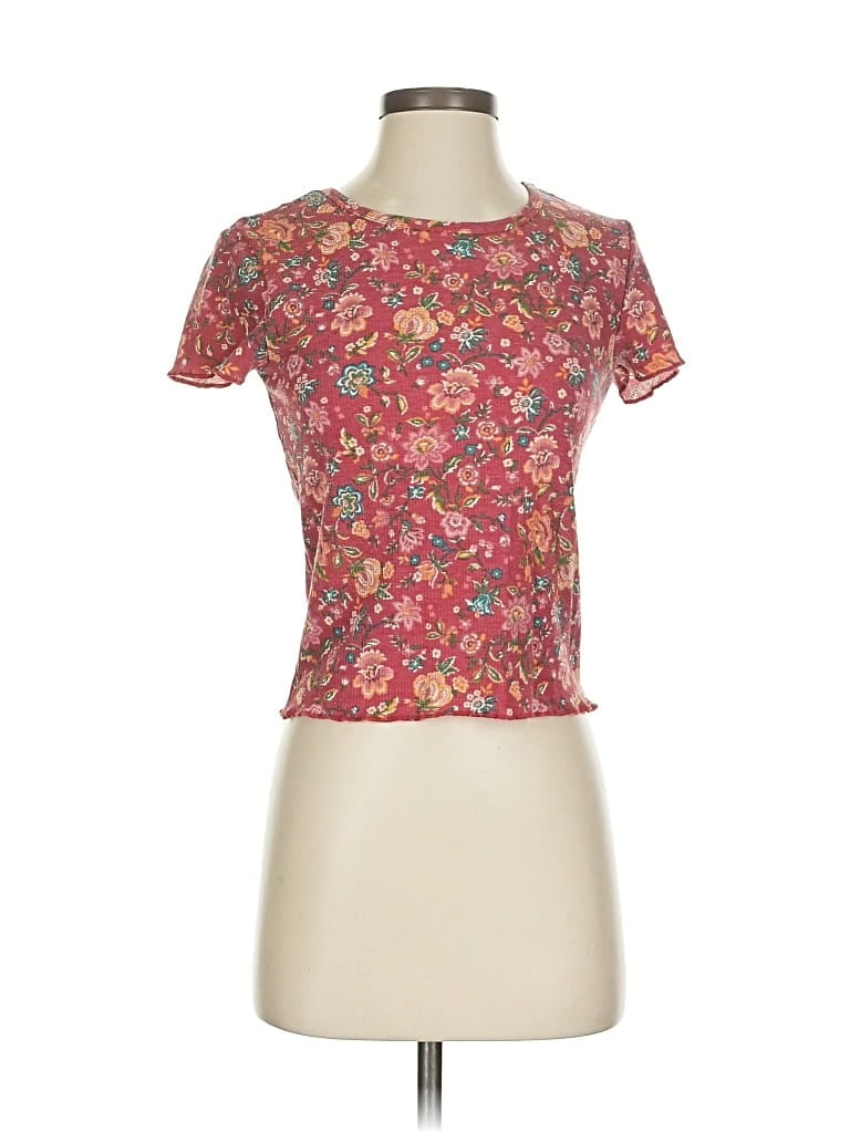 Pre-owned Self E Short Sleeve Top Burgundy Sweetheart Neckline Tops