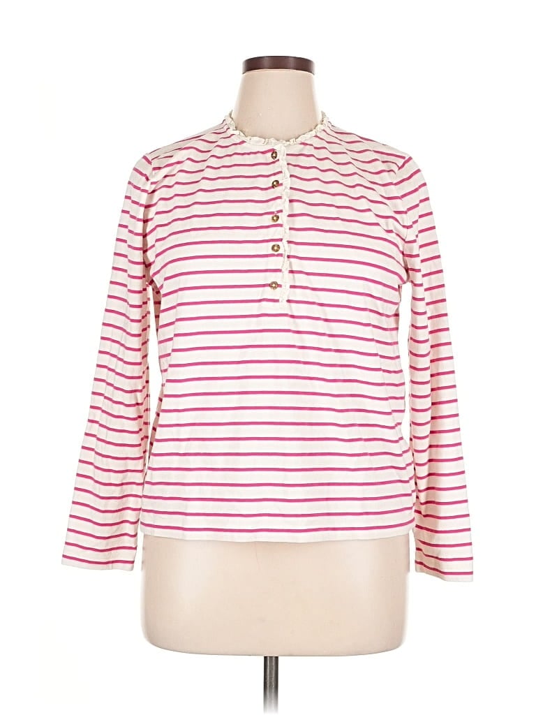 Pre-owned J.crew Factory Store Long Sleeve Top Pink Keyhole Neckline Tops