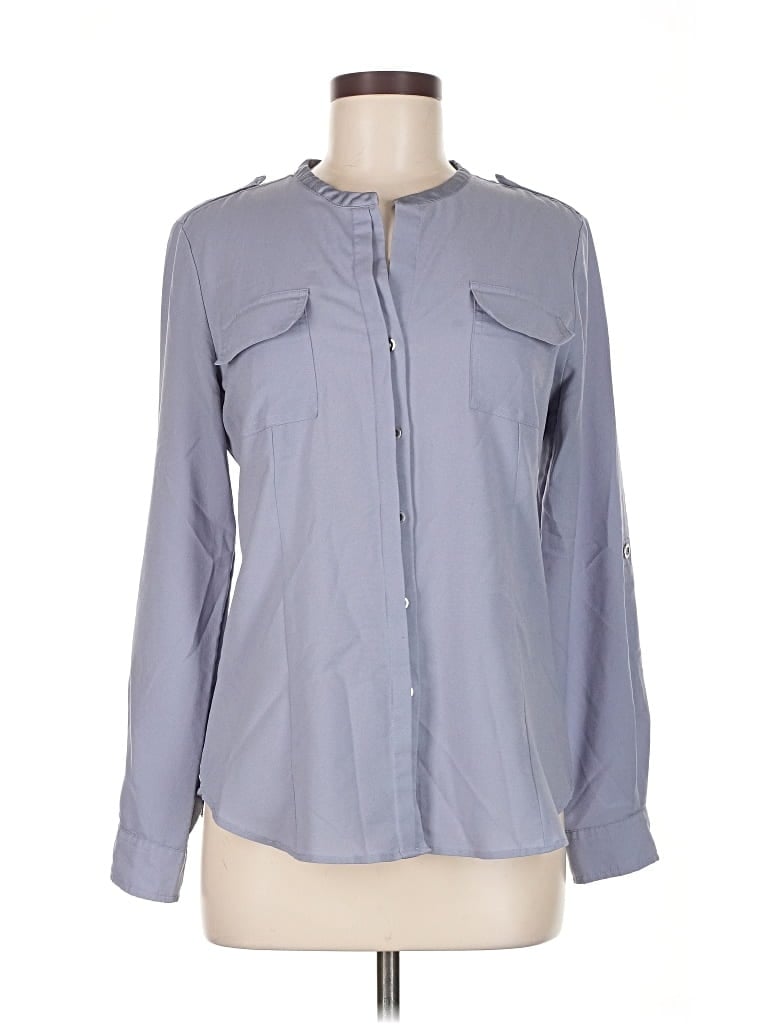 Pre-owned Calvin Klein Long Sleeve Blouse In Gray