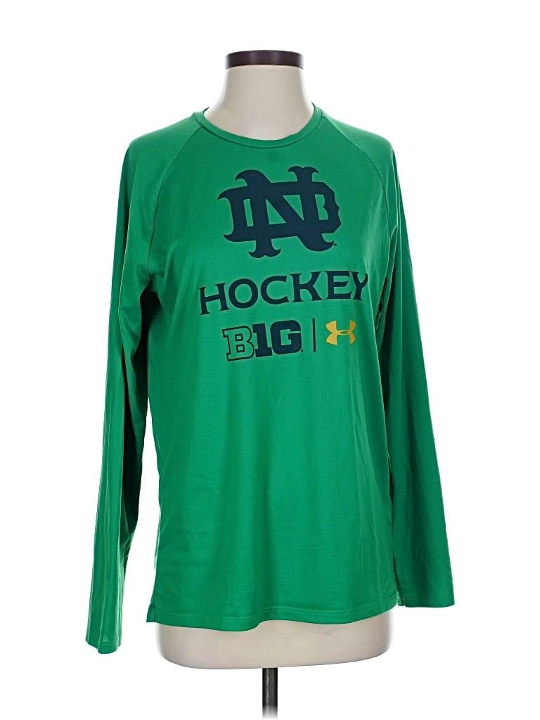 Pre-owned Under Armour Long Sleeve Top Green Crew Neck Tops