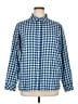 Chic Checkered-gingham Blue Long Sleeve Button-Down Shirt Size XL - photo 1