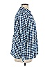 Chic Checkered-gingham Blue Long Sleeve Button-Down Shirt Size XL - photo 4