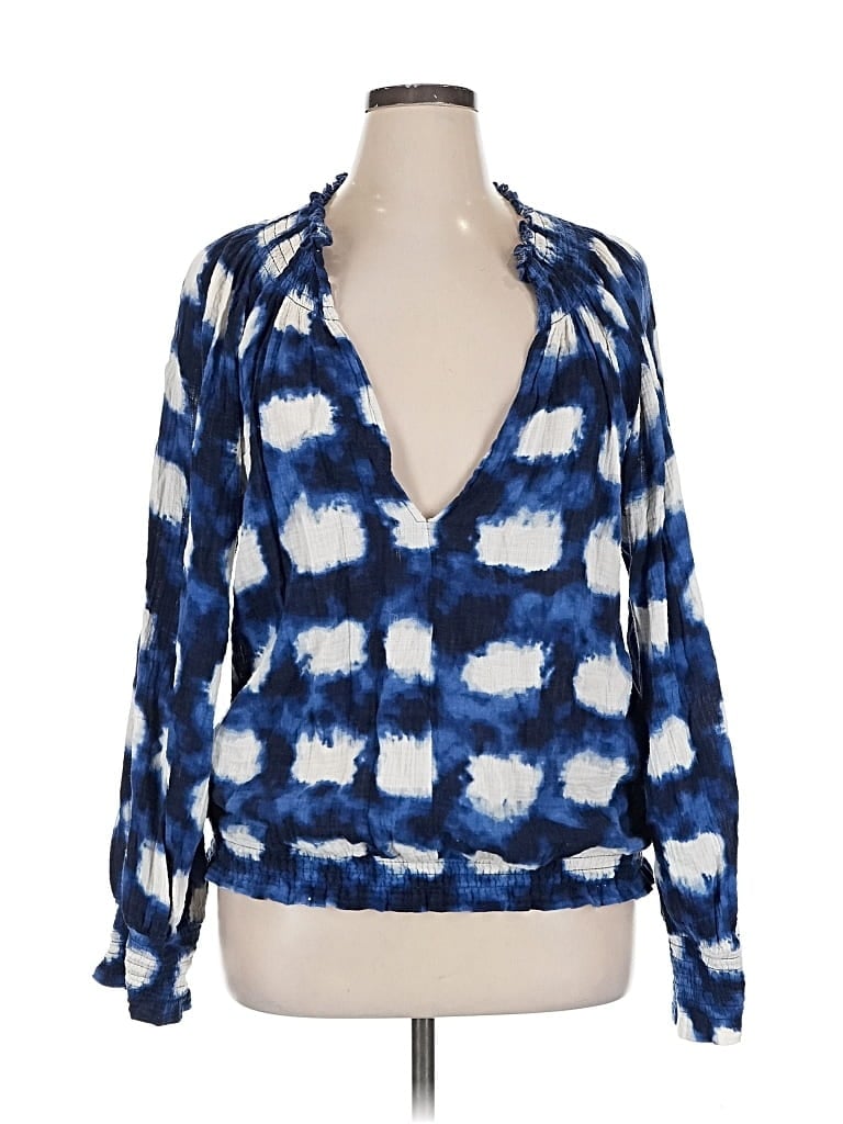 Pre-owned Porridge Long Sleeve Blouse In Blue