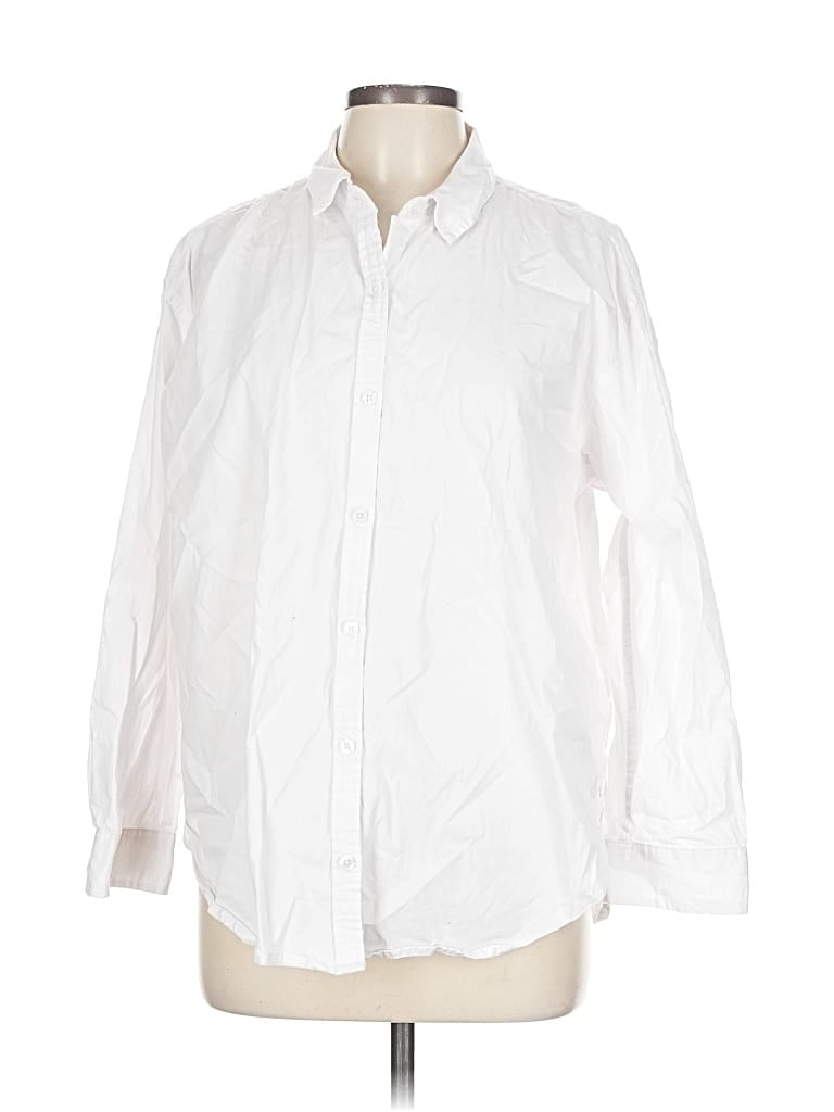 Pre-owned Gloria Vanderbilt Long Sleeve Button Down Shirt In White