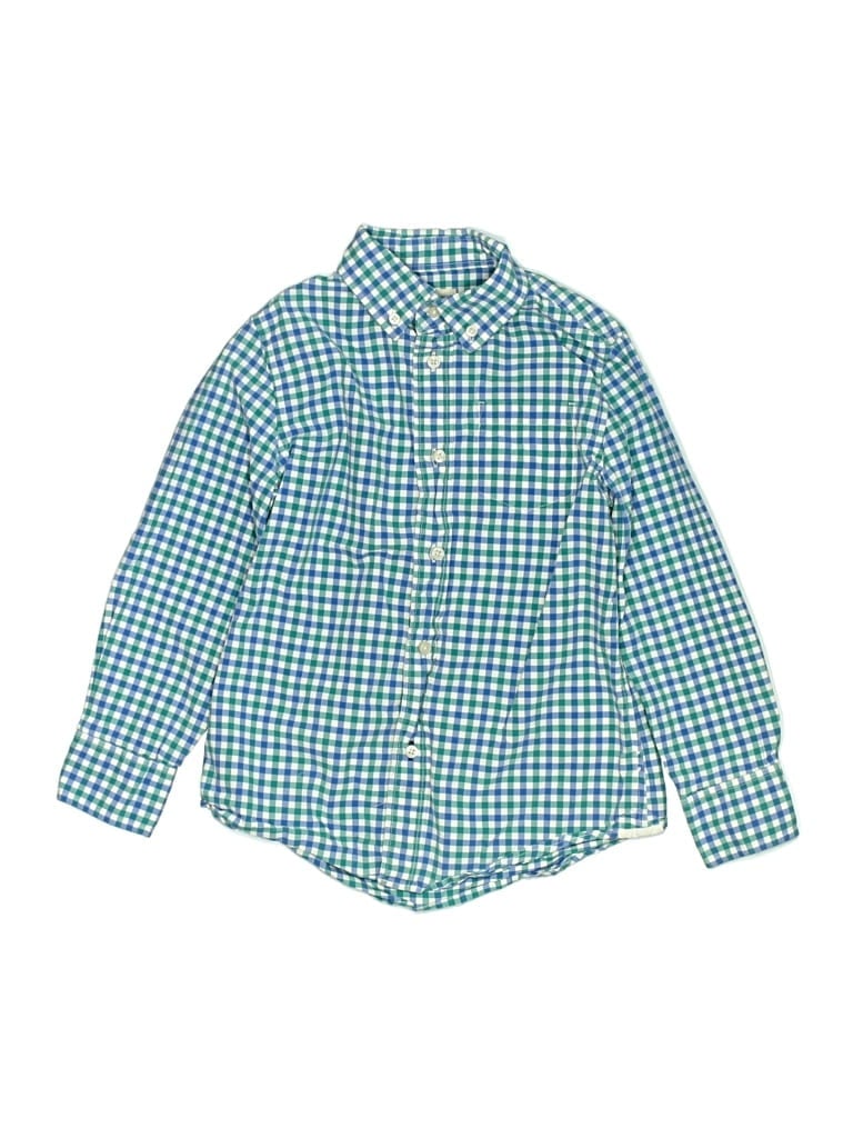 Pre-owned Crewcuts Kids' Long Sleeve Button Down Shirt In Green