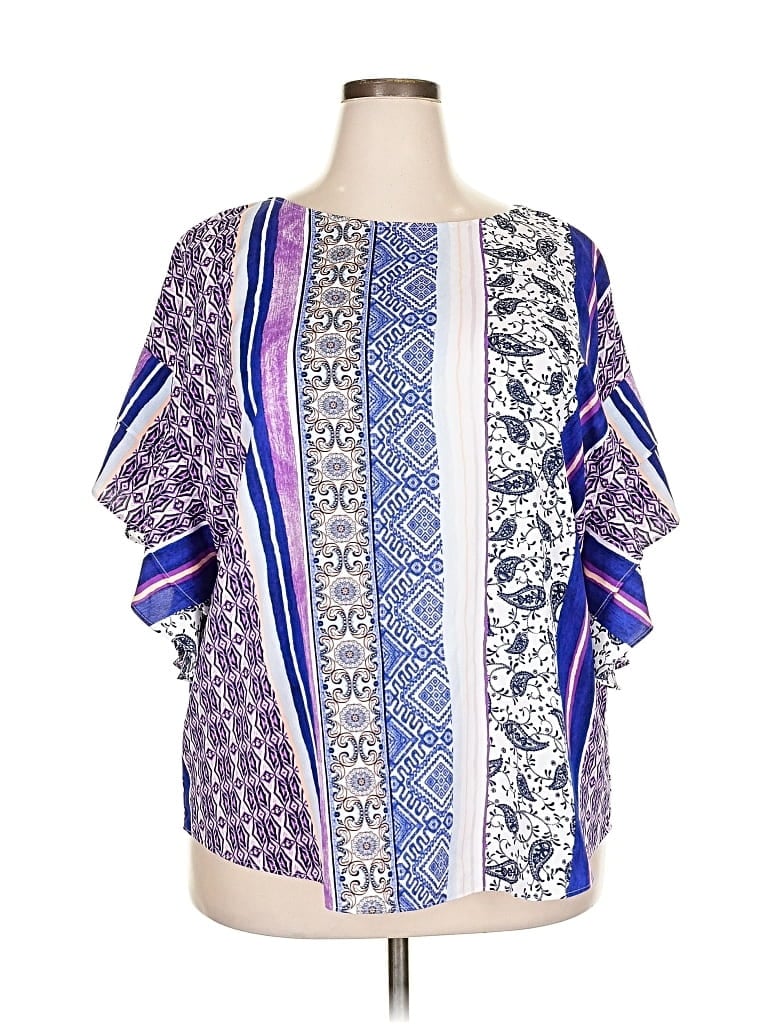 Pre-owned Chico's Short Sleeve Blouse In Purple