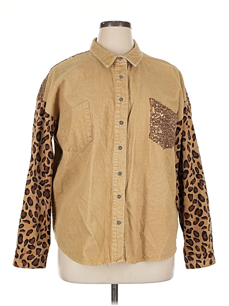 Pre-owned Umgee Long Sleeve Blouse In Brown