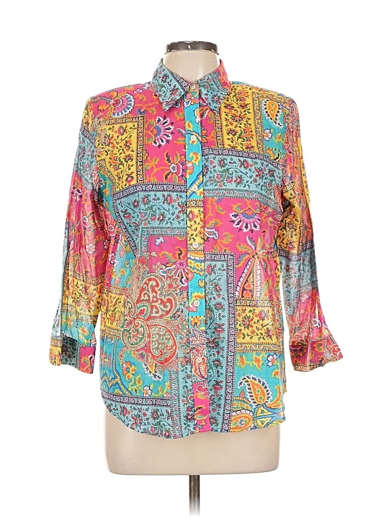 Pre-owned Polo Ralph Lauren 3/4 Sleeve Button Down Shirt In Blue