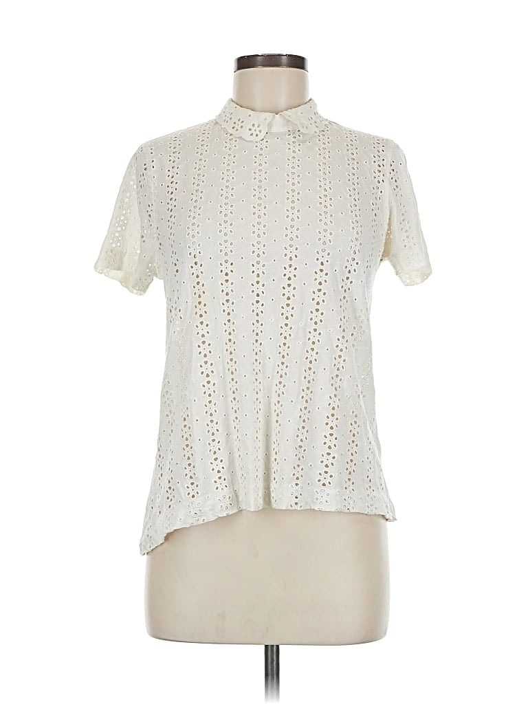 Pre-owned J.crew Factory Store Short Sleeve Blouse In White