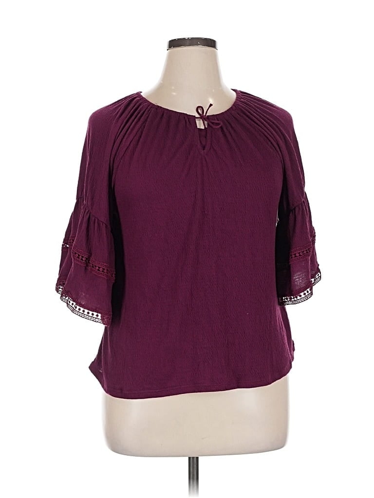 Old Navy Short Sleeve Blouse In Burgundy