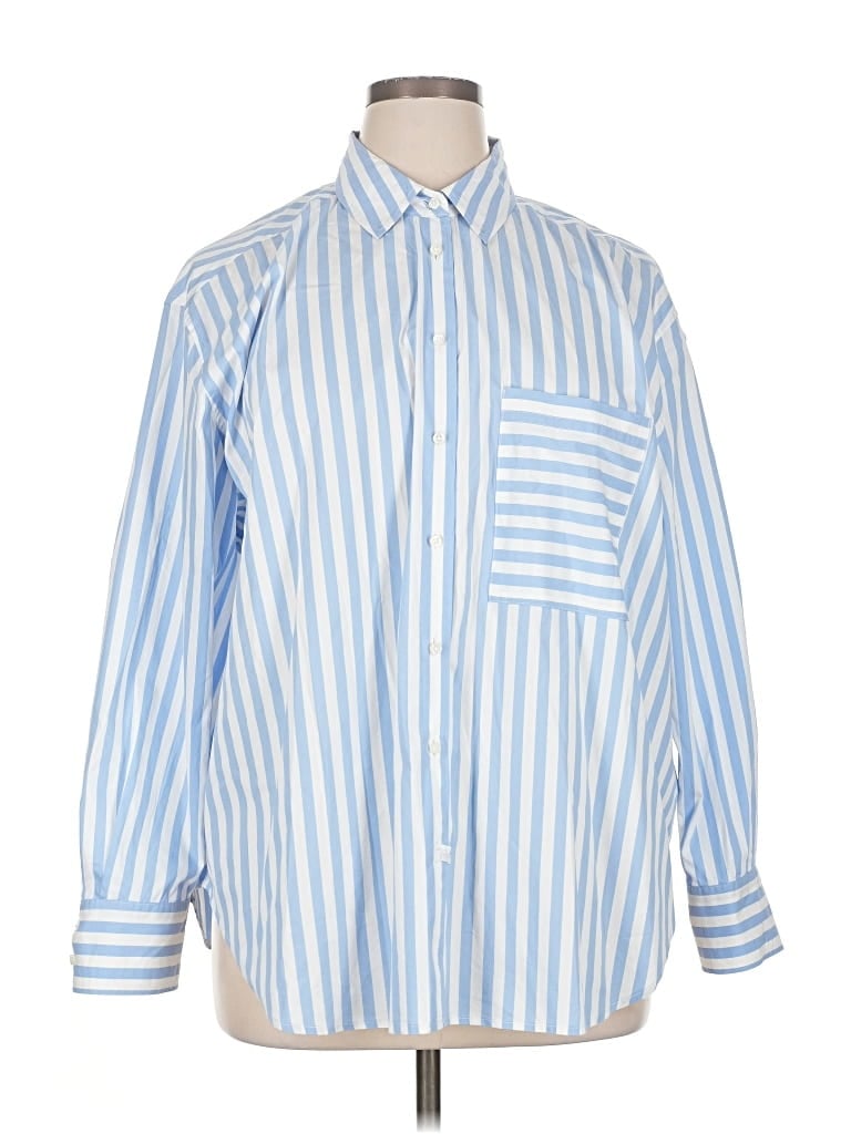 Pre-owned Ayr Long Sleeve Button Down Shirt In Blue