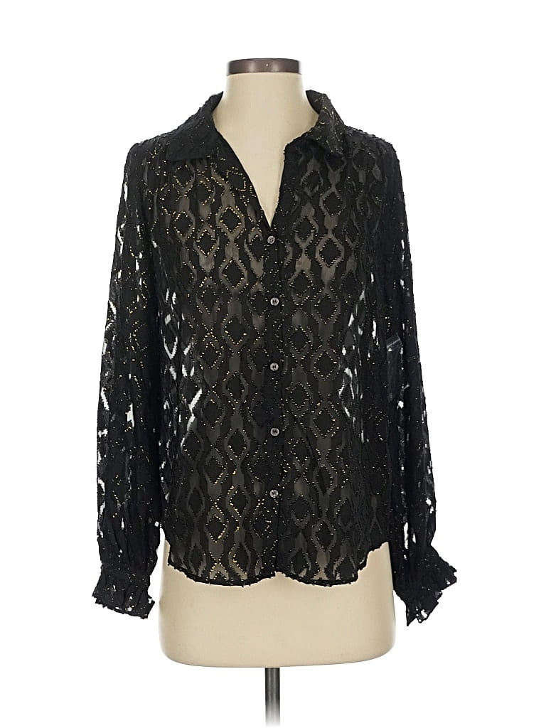 Pre-owned Vince Camuto Long Sleeve Blouse In Black