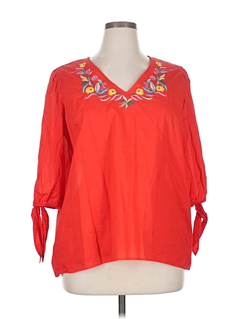 Pre-owned The Pioneer Woman 3/4 Sleeve Blouse In Red