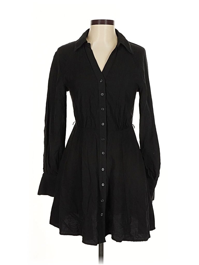 Pre-owned H&m Long Sleeve Button Down Shirt In Black