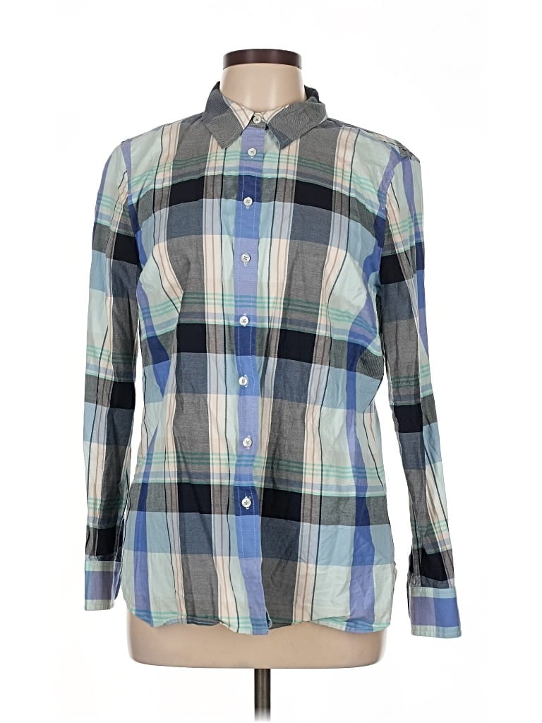 Pre-owned Talbots Long Sleeve Button Down Shirt In Blue