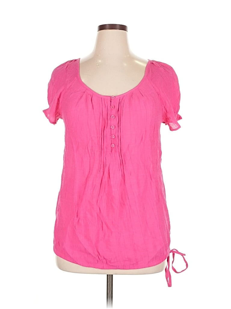 Pre-owned Christopher & Banks Short Sleeve Top Pink Sweetheart Neckline Tops
