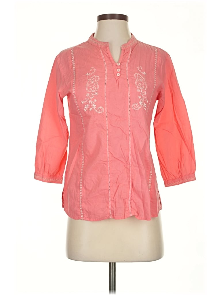 Pre-owned Assorted Brands 3/4 Sleeve Button Down Shirt In Pink