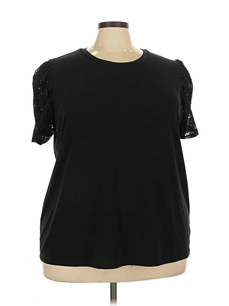 Pre-owned Michael Michael Kors Short Sleeve Top Black Cold Shoulder Neckline Tops