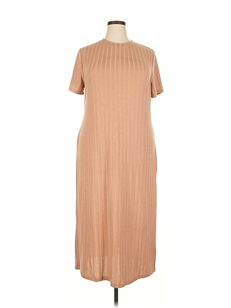 Pre-owned Shein Curve Casual Dress In Brown