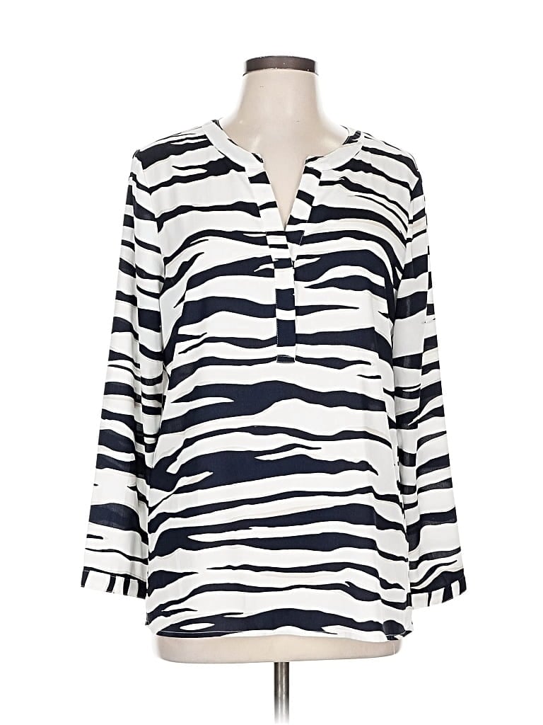 Pre-owned Ann Taylor Long Sleeve Blouse In White