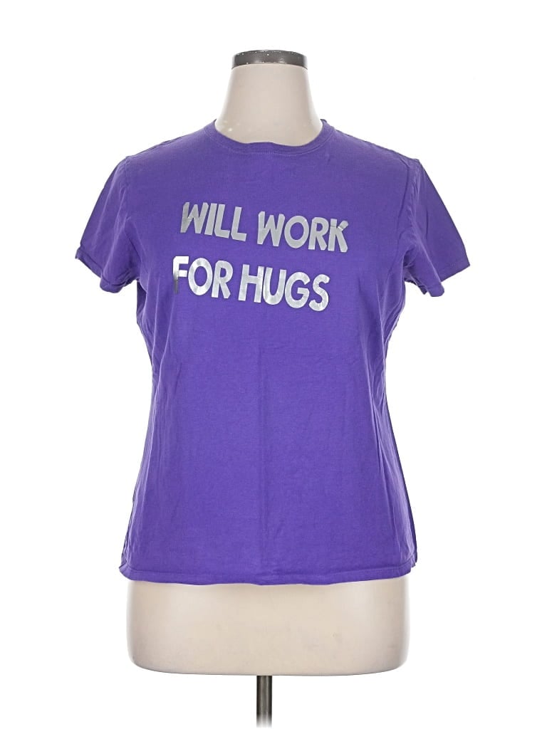Pre-owned Hanes Short Sleeve T-shirt In Purple