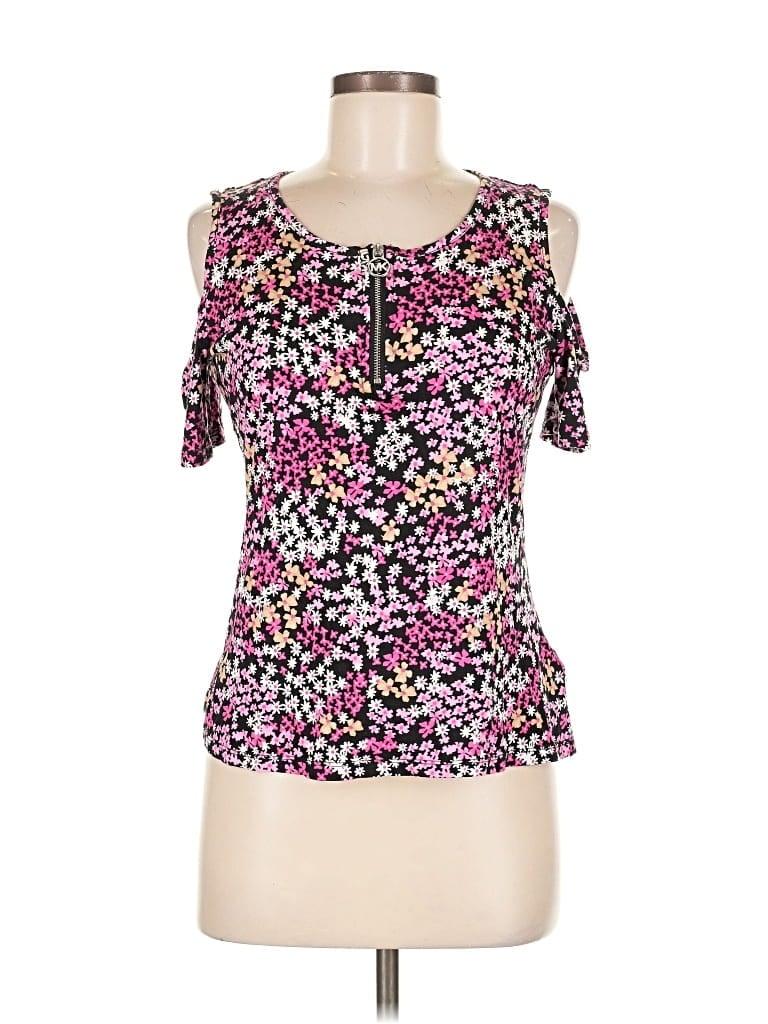 Pre-owned Michael Michael Kors Short Sleeve Top Pink Cold Shoulder Neckline Tops