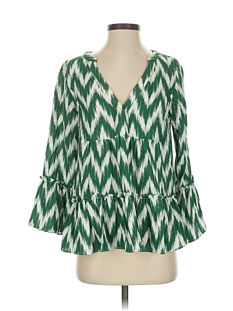 Pre-owned Pomander Place 3/4 Sleeve Blouse In Green
