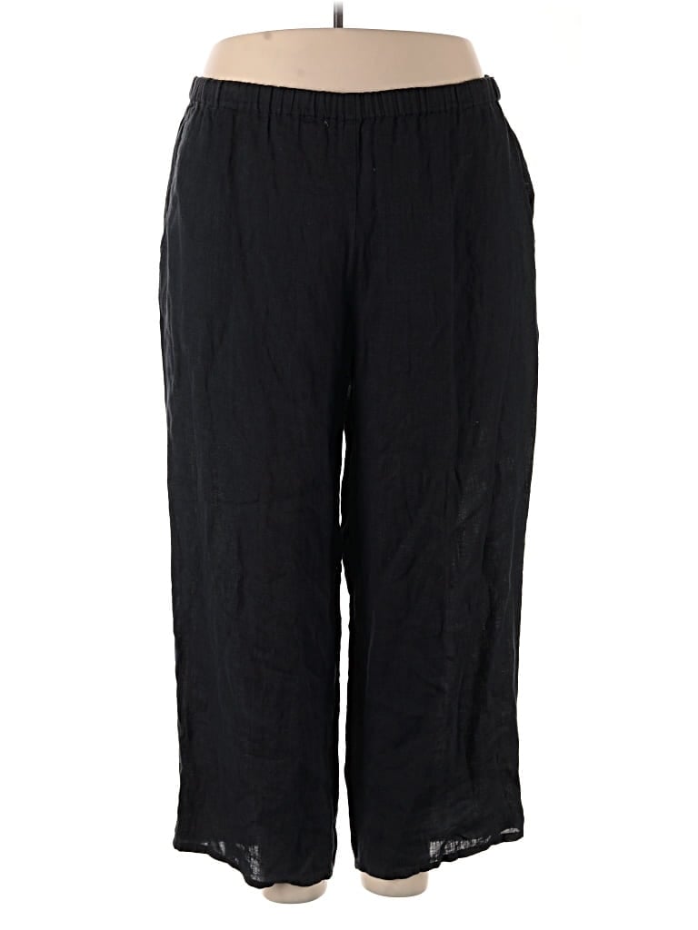 Pre-owned Flax Linen Pants In Black