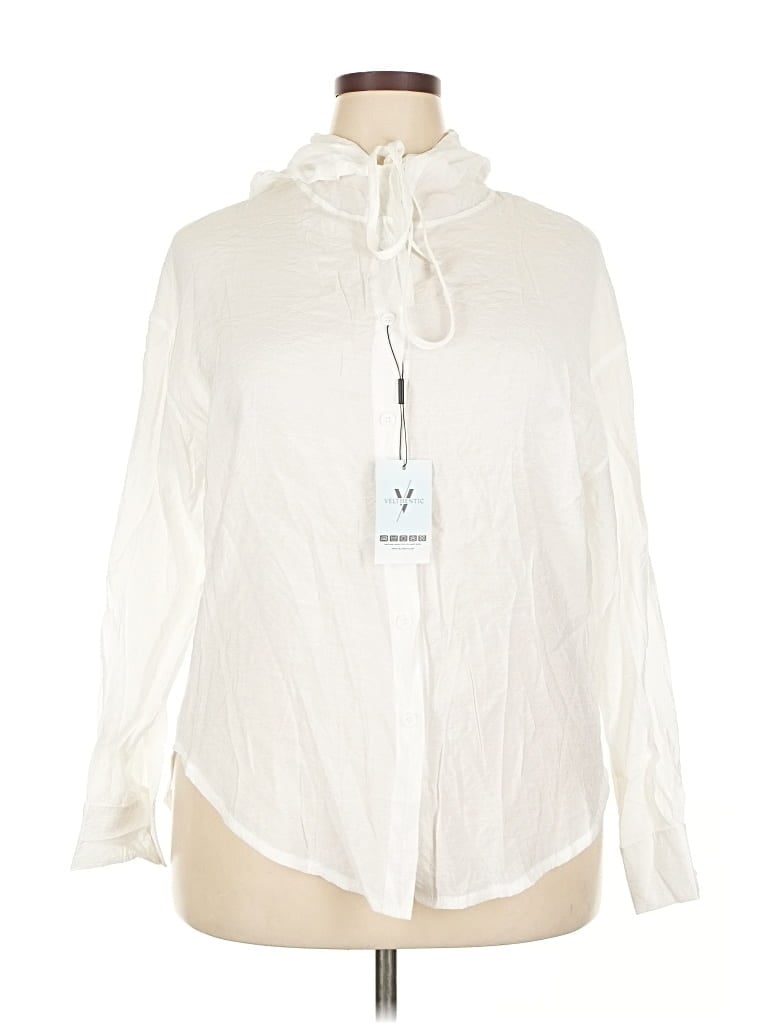 Pre-owned Assorted Brands Long Sleeve Blouse In White