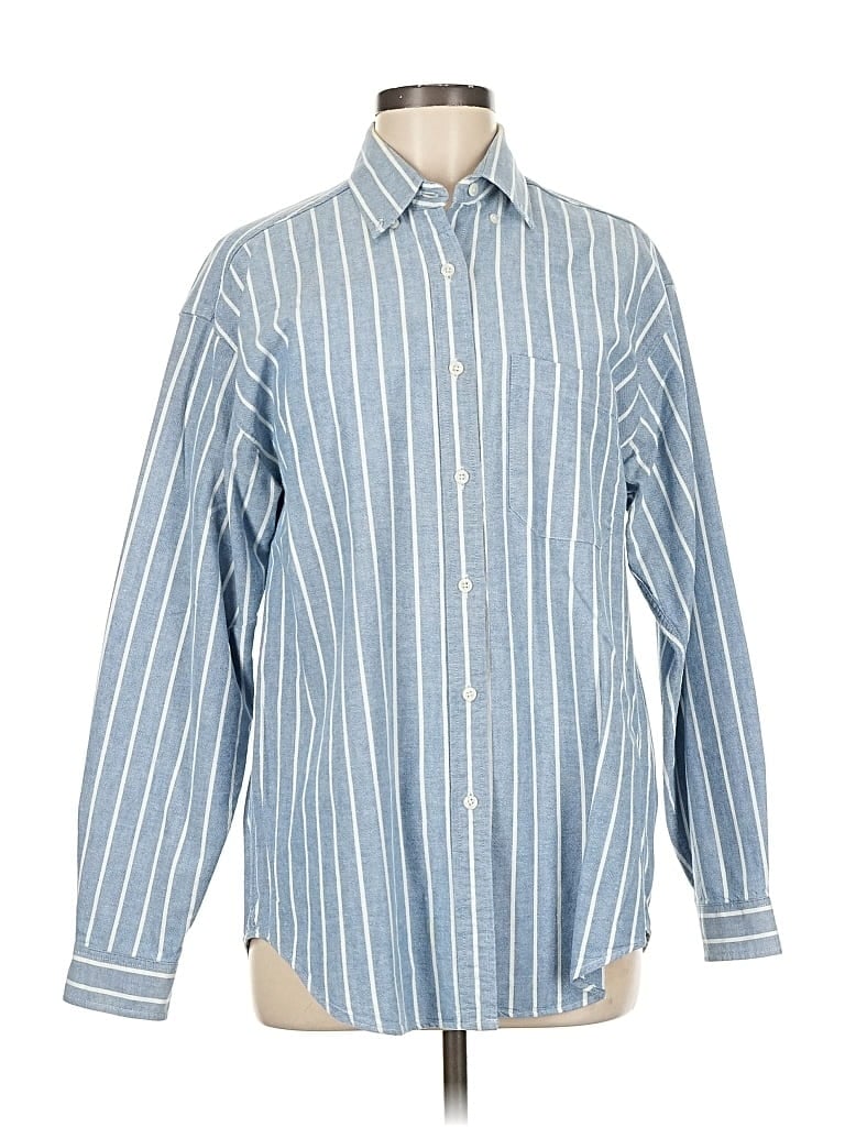 Pre-owned Ann Taylor Long Sleeve Button Down Shirt In Blue