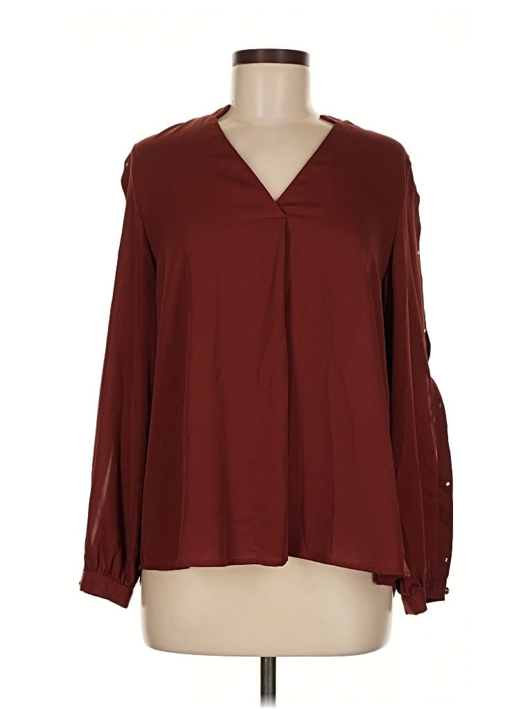 Pre-owned Jennifer Lopez Long Sleeve Blouse In Burgundy