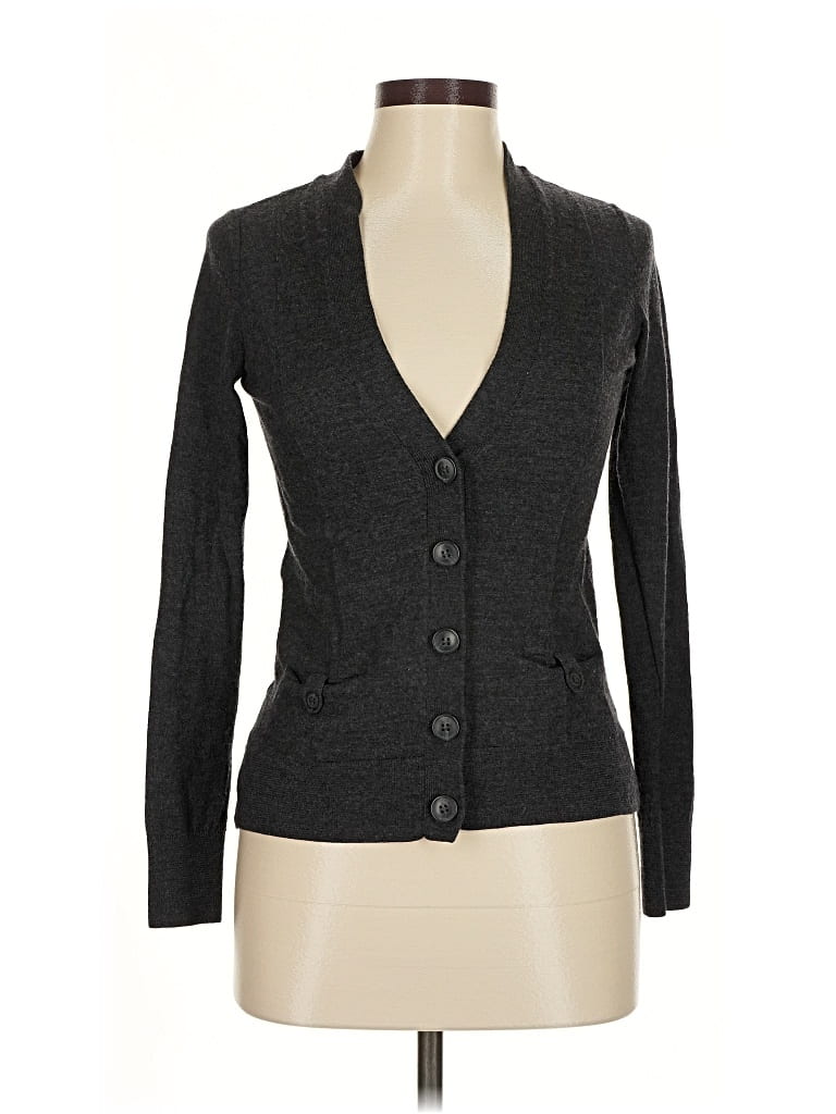 Pre-owned Halogen Long Sleeve Top Gray Plunge Neckline Tops