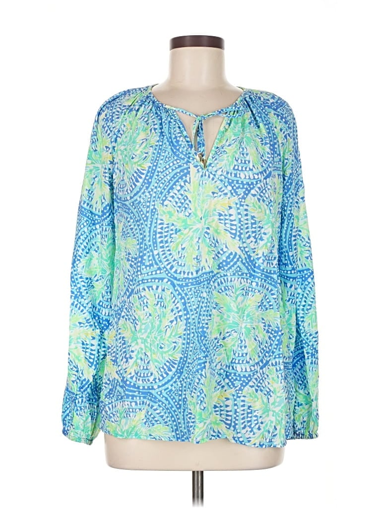 Pre-owned Lilly Pulitzer Long Sleeve Blouse In Blue