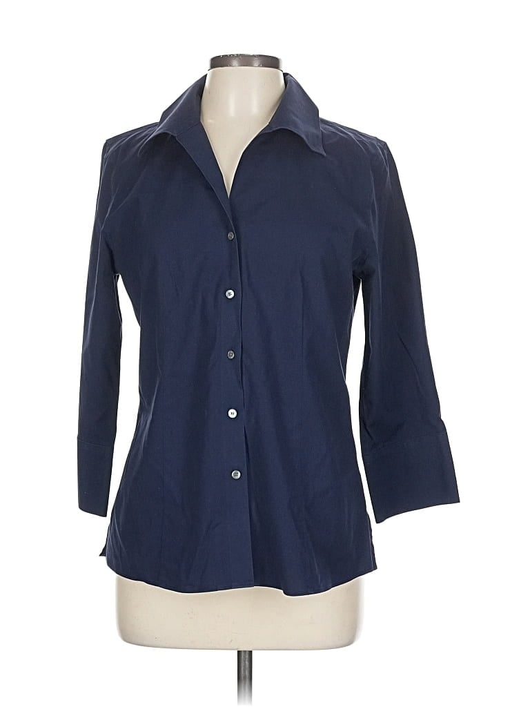 Pre-owned Talbots 3/4 Sleeve Button Down Shirt In Blue