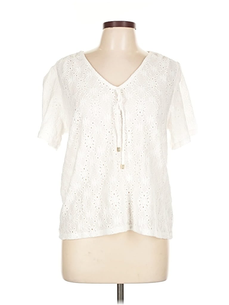 Pre-owned Michael Michael Kors Short Sleeve Blouse In White