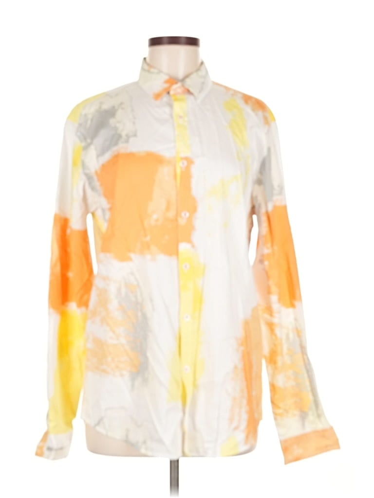 Pre-owned Inc International Concepts Long Sleeve Blouse In Orange