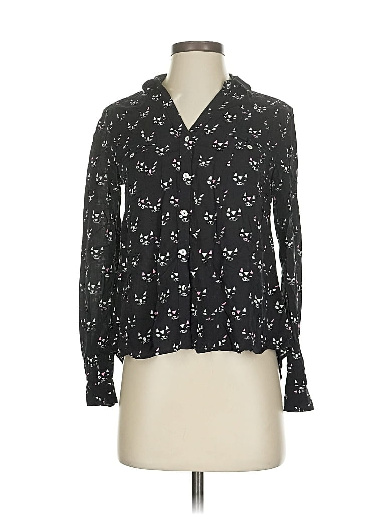 Pre-owned Maeve Long Sleeve Blouse In Black