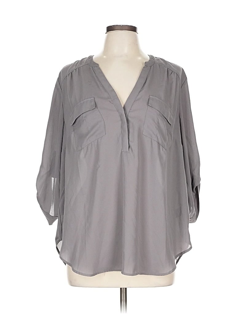 Pre-owned Torrid 3/4 Sleeve Blouse In Gray