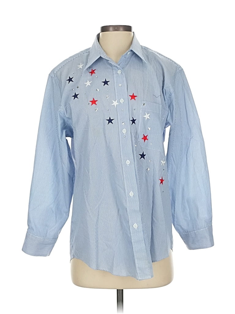 Pre-owned Tiana B Long Sleeve Button Down Shirt In Blue
