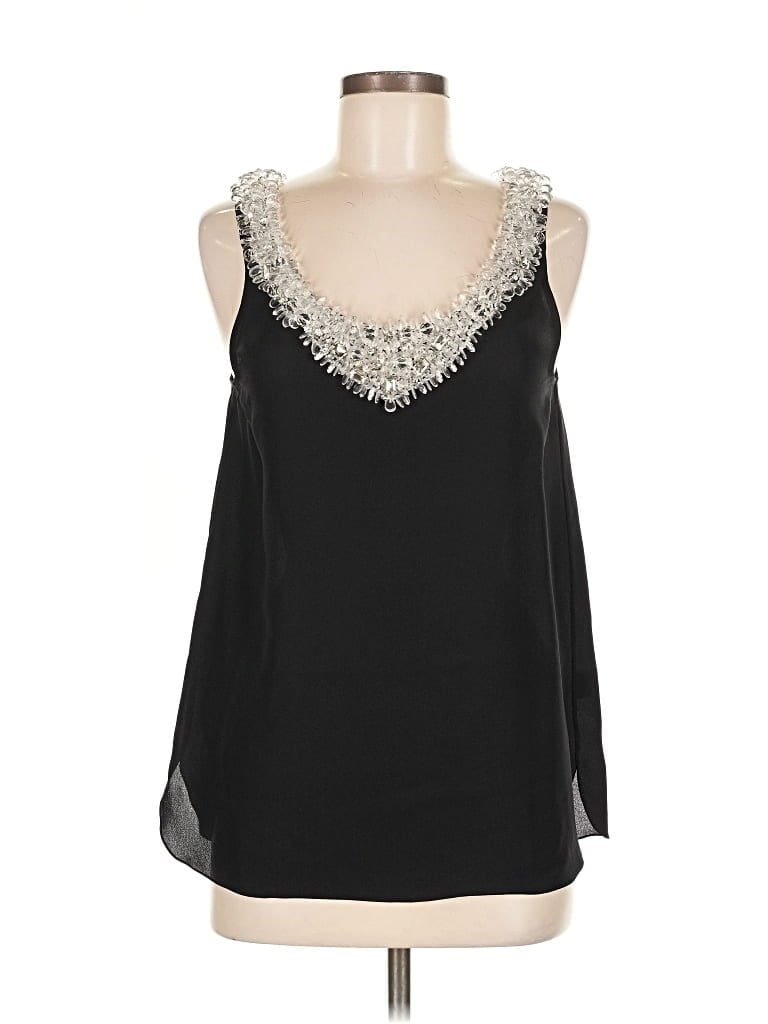 Pre-owned Adam Lippes Sleeveless Silk Top Black Scoop Neck Tops