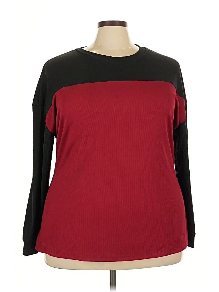 Pre-owned Unbranded Long Sleeve T-shirt In Burgundy